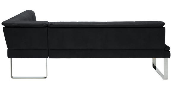 ECKBANK 213/154 cm Mikrofaser Schwarz, Chromfarben Metall - Chromfarben/Schwarz, Design, Textil/Metall (213/154cm) - Novel