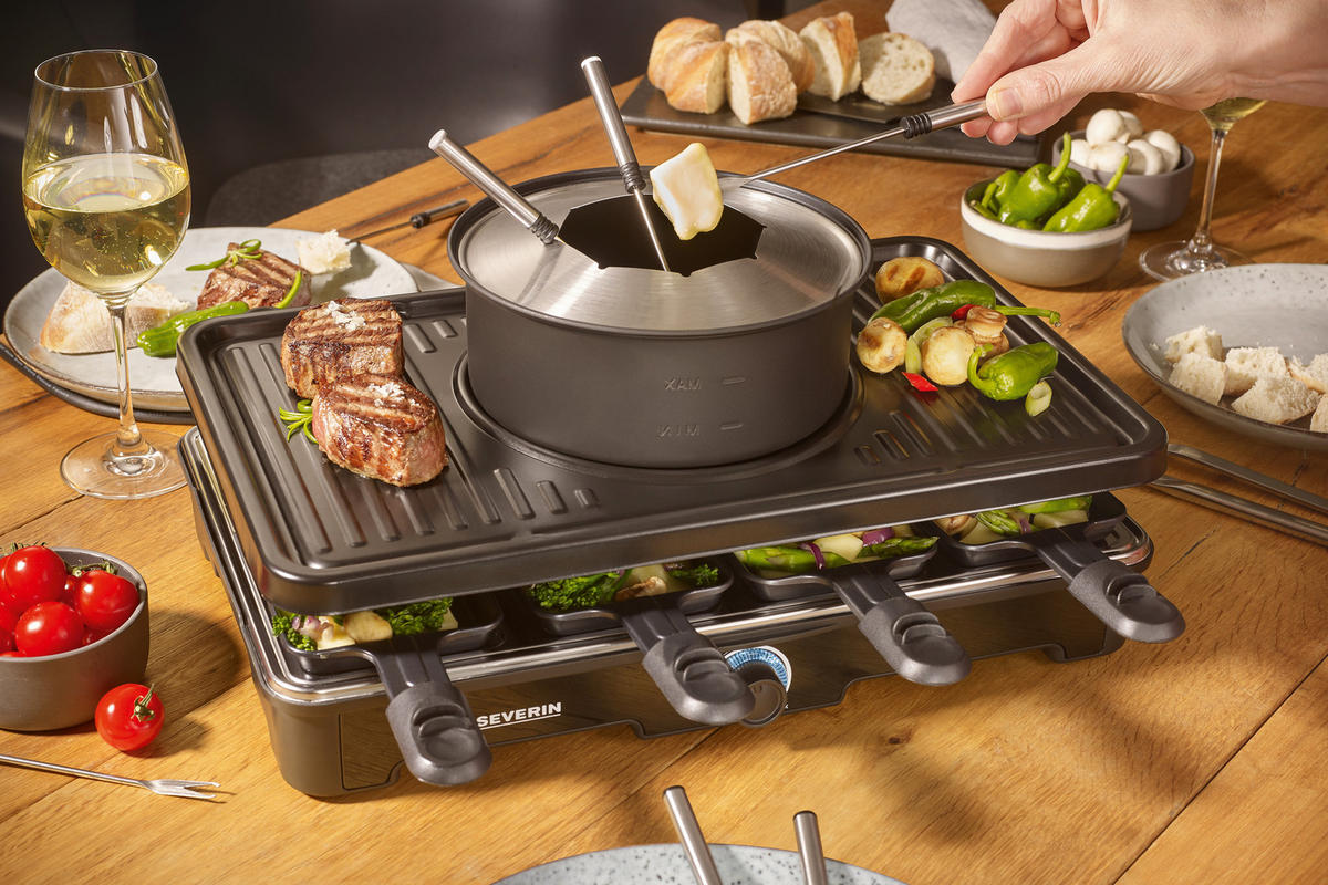 Raclette-/Fondue-Kombination  - Schwarz, Basics, Kunststoff/Metall (40/18/26cm) - Severin