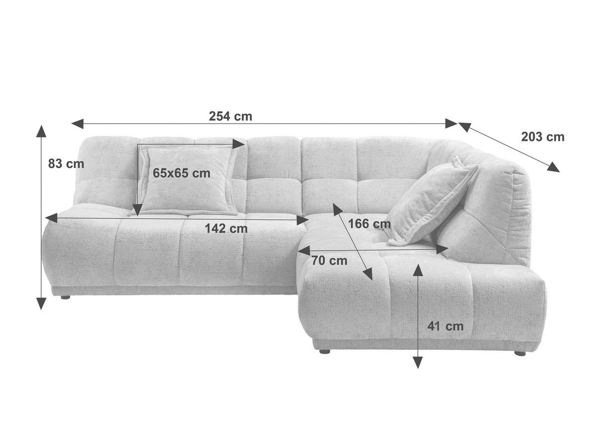 ECKSOFA ITALIA in Chenille Koralle  203/254 cm  - Koralle/Schwarz, MODERN, Kunststoff/Textil (203/254cm) - Livetastic