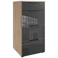 KOMMODE , 41/84/41 cm, 4 Schublade(n)  - Schwarz/Eiche Artisan, Design, Glas/Holzwerkstoff (41/84/41cm) - Hom`in