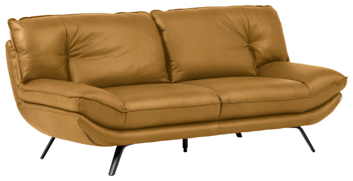 2,5-SITZER in Leder Currygelb  - Currygelb/Schwarz, Design, Leder/Metall (206/94/95cm) - Celina