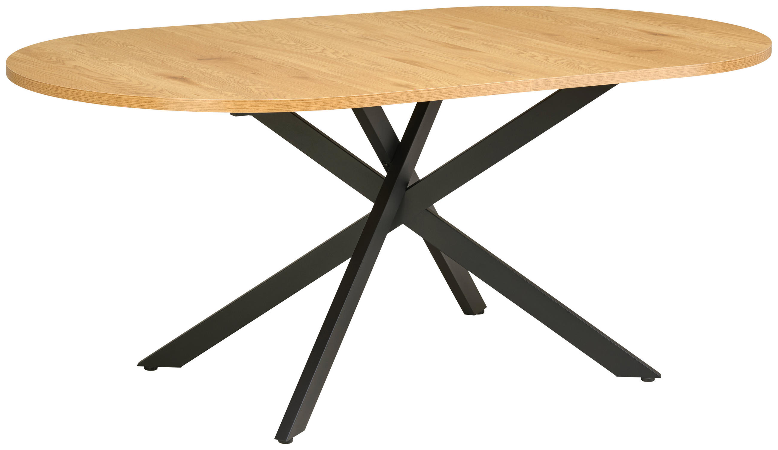 ESSTISCH oval Schwarz, Eichefarben  - Eichefarben/Schwarz, KONVENTIONELL, Holzwerkstoff/Metall (180/75/100cm) - MID.YOU