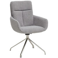 ARMLEHNSTUHL  Lederauswahl, Stoffauswahl, Gestellauswahl  - Edelstahlfarben/Grau, Design, Textil/Metall (61/90/64cm) - Venjakob