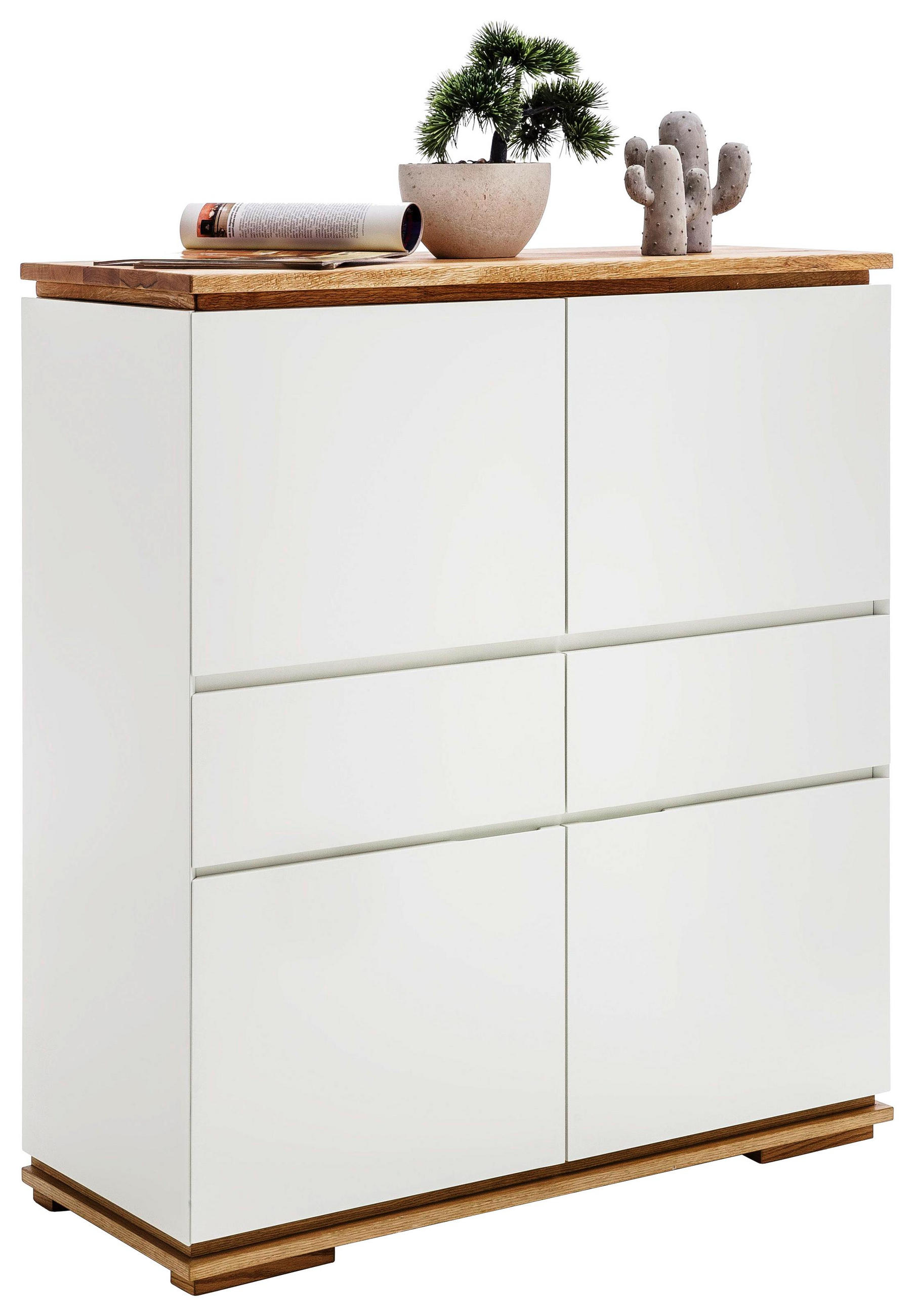 Highboard Weiss Eichefarben 2 Schubladen Kaufen