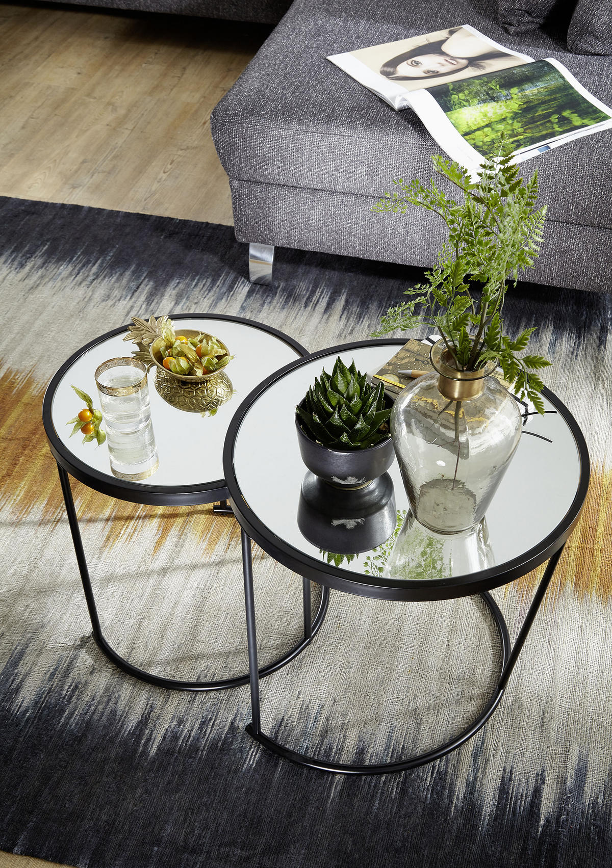 SATZTISCH in Glas 50/50/50,5 cm  - Schwarz, Design, Glas/Metall (50/50/50,5cm) - MID.YOU
