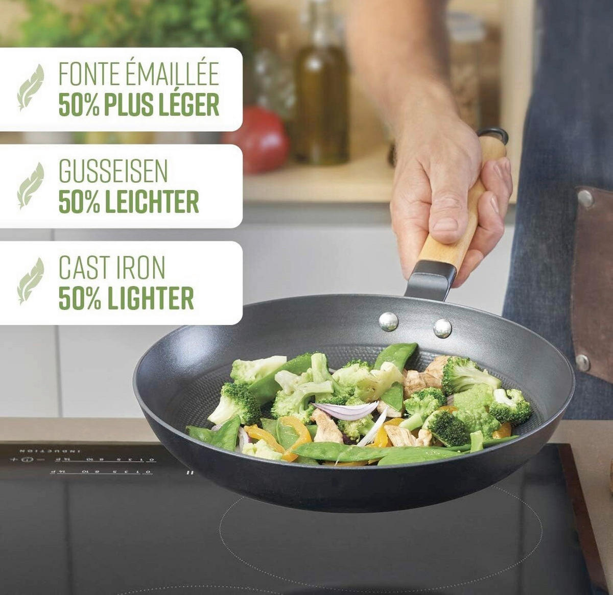 BRATPFANNE  - Schwarz, Basics, Holz/Metall (20/12/12cm)