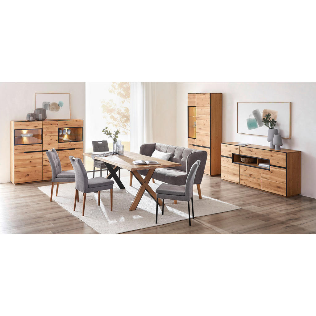 Thumbnail - Linea Natura Highboard, Eiche, Metall, Wildeiche,Wildeiche,Wildeiche,Wildeiche, furniert,furniert, massiv, teilmassiv,fu...