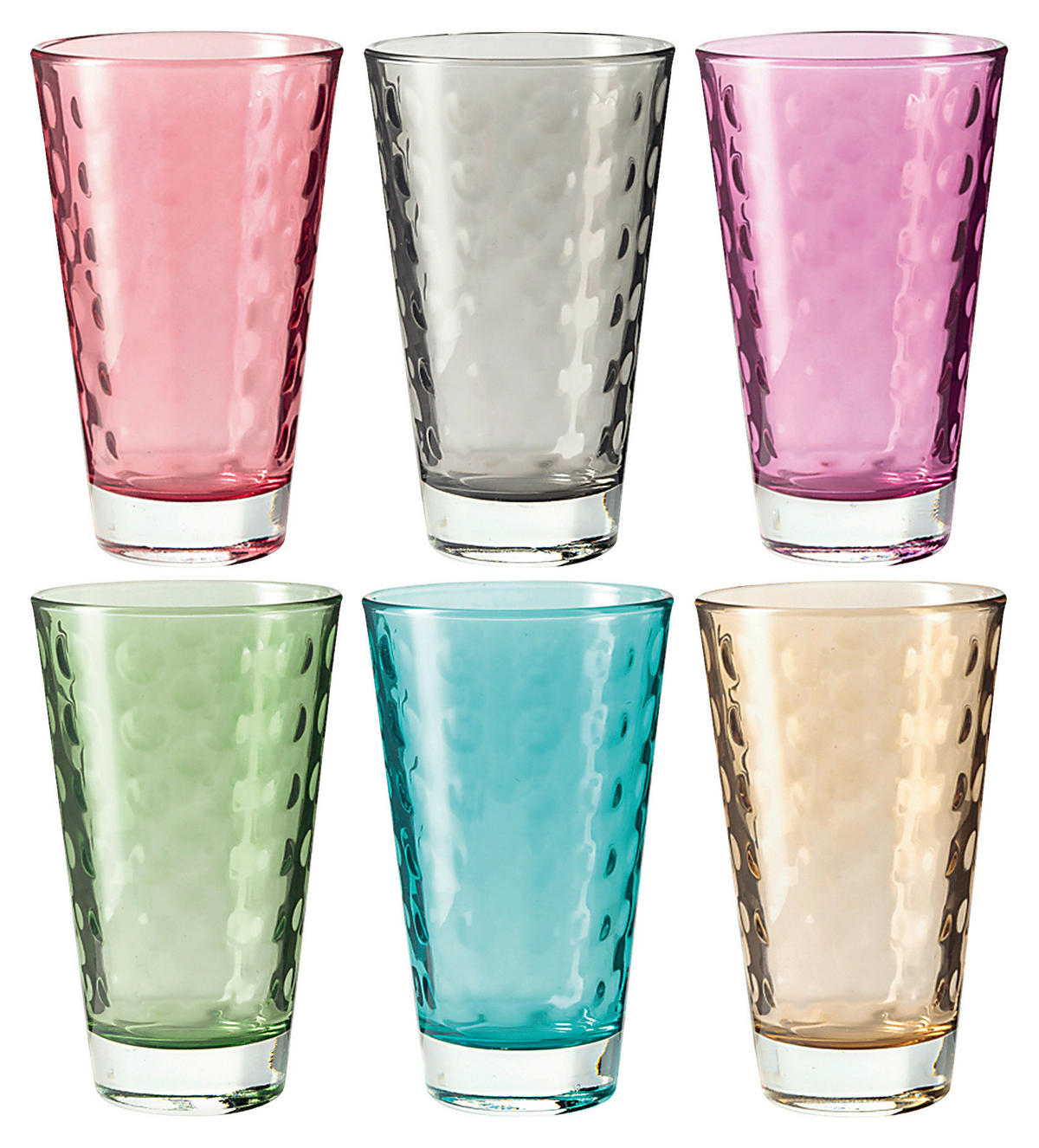 GLÄSERSET Optic  6-teilig  - Multicolor, Basics, Glas (24,5/13,4/16,4cm) - Leonardo