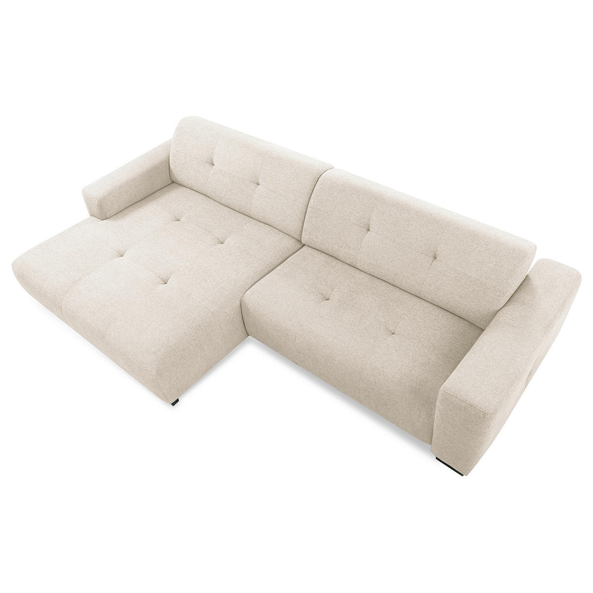 ECKSOFA AUSTIN Beige Flachgewebe Sitztiefenverstellung  - Beige/Schwarz, Design, Kunststoff/Textil (169/286cm) - Livetastic