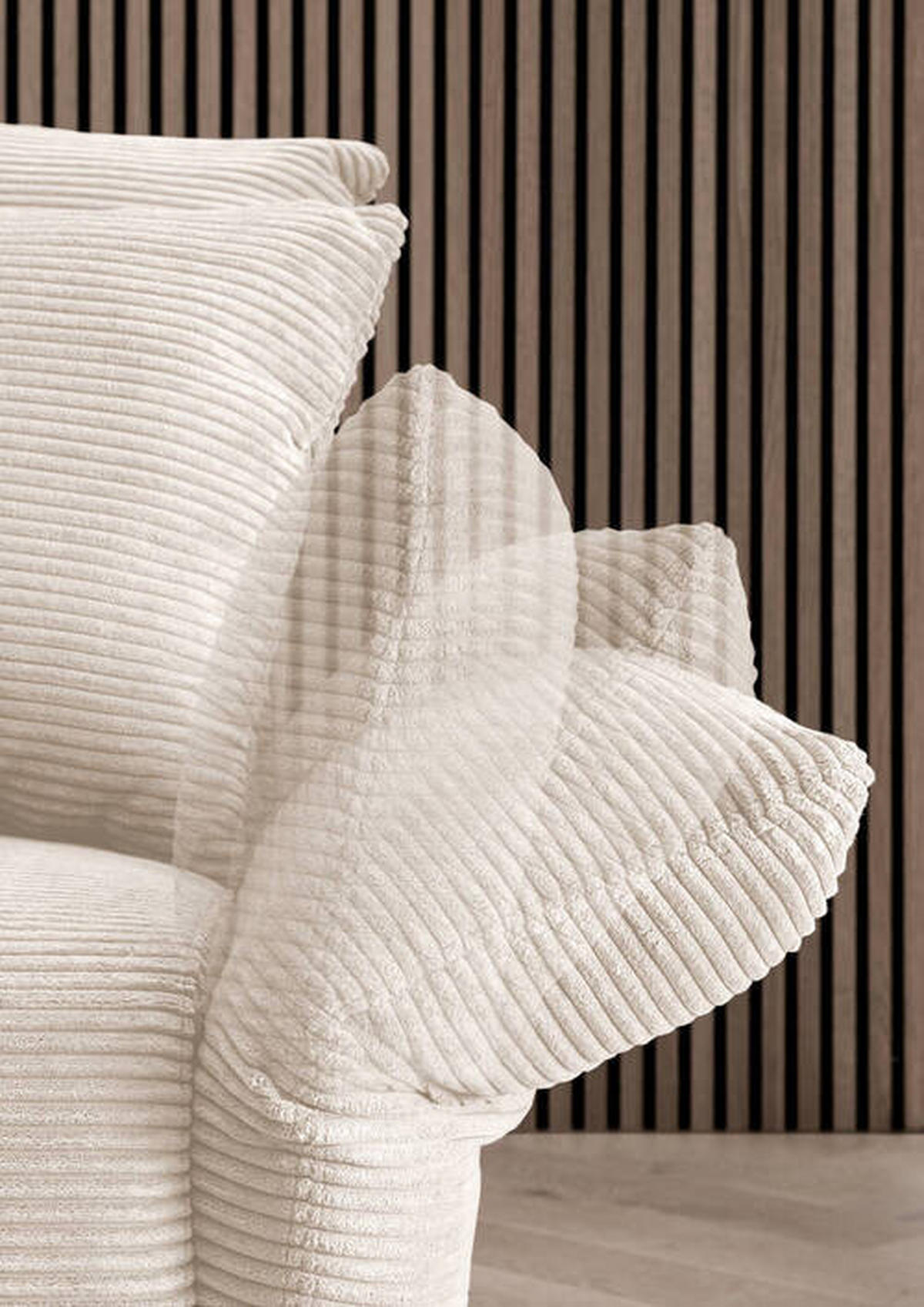 ECKSOFA in Cord Beige  - Beige/Schwarz, Design, Textil/Metall (294/256cm) - Livetastic