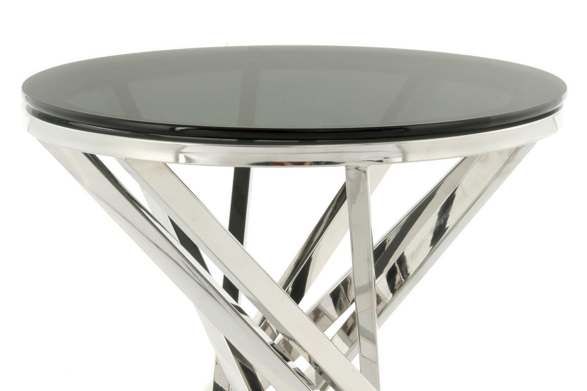 BEISTELLTISCH in Metall, Glas 40/40/42 cm  - Silberfarben/Schwarz, Design, Glas/Metall (40/40/42cm) - Kayoom
