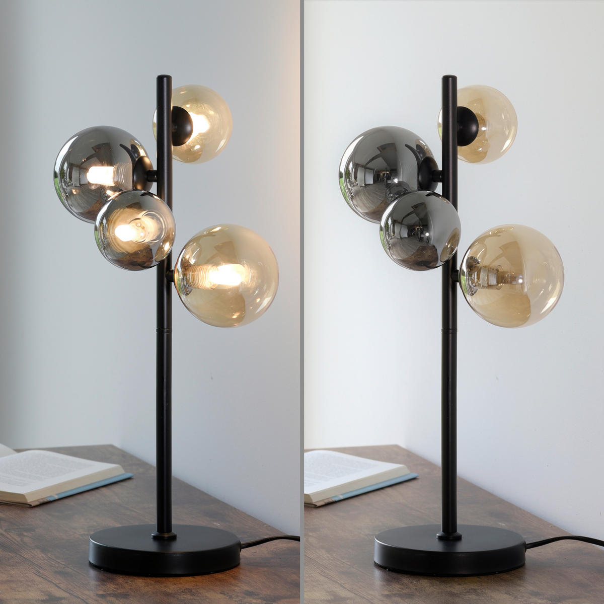 STOLNÍ LED LAMPA, 24/24/48 cm - černá, Trend, kov/plast (24/24/48cm)
