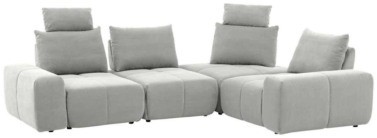 ECKSOFA in Velours Greige  326/236 cm  - Greige/Schwarz, Design, Kunststoff/Textil (326/236cm) - Xora