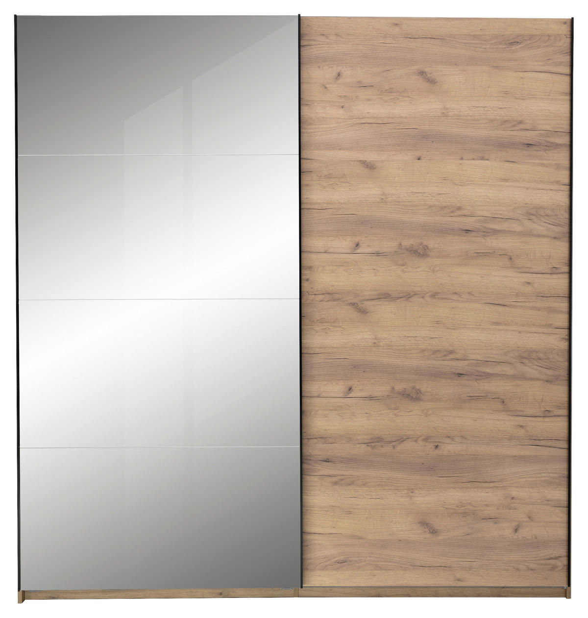 SCHIEBETÜRENSCHRANK 200/210/62 cm 2-türig  - Eichefarben/Schwarz, MODERN, Holzwerkstoff/Metall (200/210/62cm) - MID.YOU
