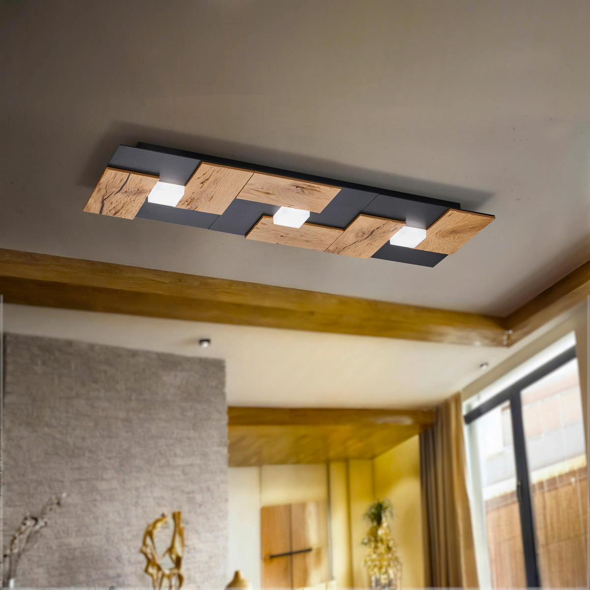 LED-DECKENLEUCHTE Noah 77/26/5 cm   - Wildeiche, Natur, Metall (77/26/5cm) - Ambiente