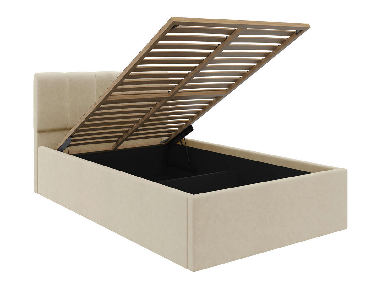 POLSTERBETT 120/200 cm  in Creme  - Creme/Schwarz, Design, Holz/Kunststoff (120/200cm) - Stylife
