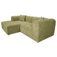 ECKSOFA Hellgrün Cord Zierkissen, Rücken echt  - Schwarz/Hellgrün, KONVENTIONELL, Kunststoff/Textil (162/250cm) - Carryhome
