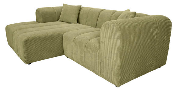 ECKSOFA Hellgrün Cord Zierkissen, Rücken echt  - Schwarz/Hellgrün, KONVENTIONELL, Kunststoff/Textil (162/250cm) - Carryhome