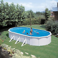 POOL-SET STEELY DE LUXE 730/360/120 cm  - Blau/Weiß, MODERN, Metall (730/360/120cm)