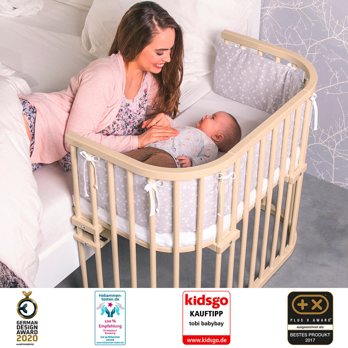 BEISTELLBETT 96/54/79 cm  - Beige, Basics, Holz (96/54/79cm) - Babybay