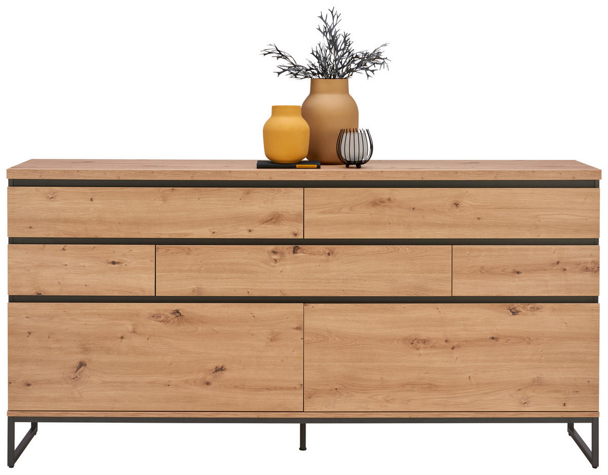 SIDEBOARD  in 189,2/95,8/40 cm  - Anthrazit/Eiche Artisan, KONVENTIONELL, Holzwerkstoff/Metall (189,2/95,8/40cm) - home24