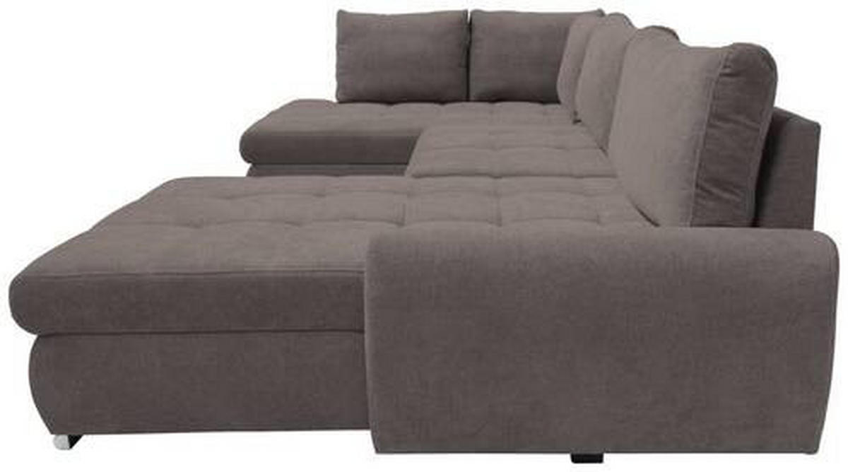 ECKSOFA Graubraun Velours  - Chromfarben/Graubraun, Design, Kunststoff/Textil (173/322/174cm) - Livetastic
