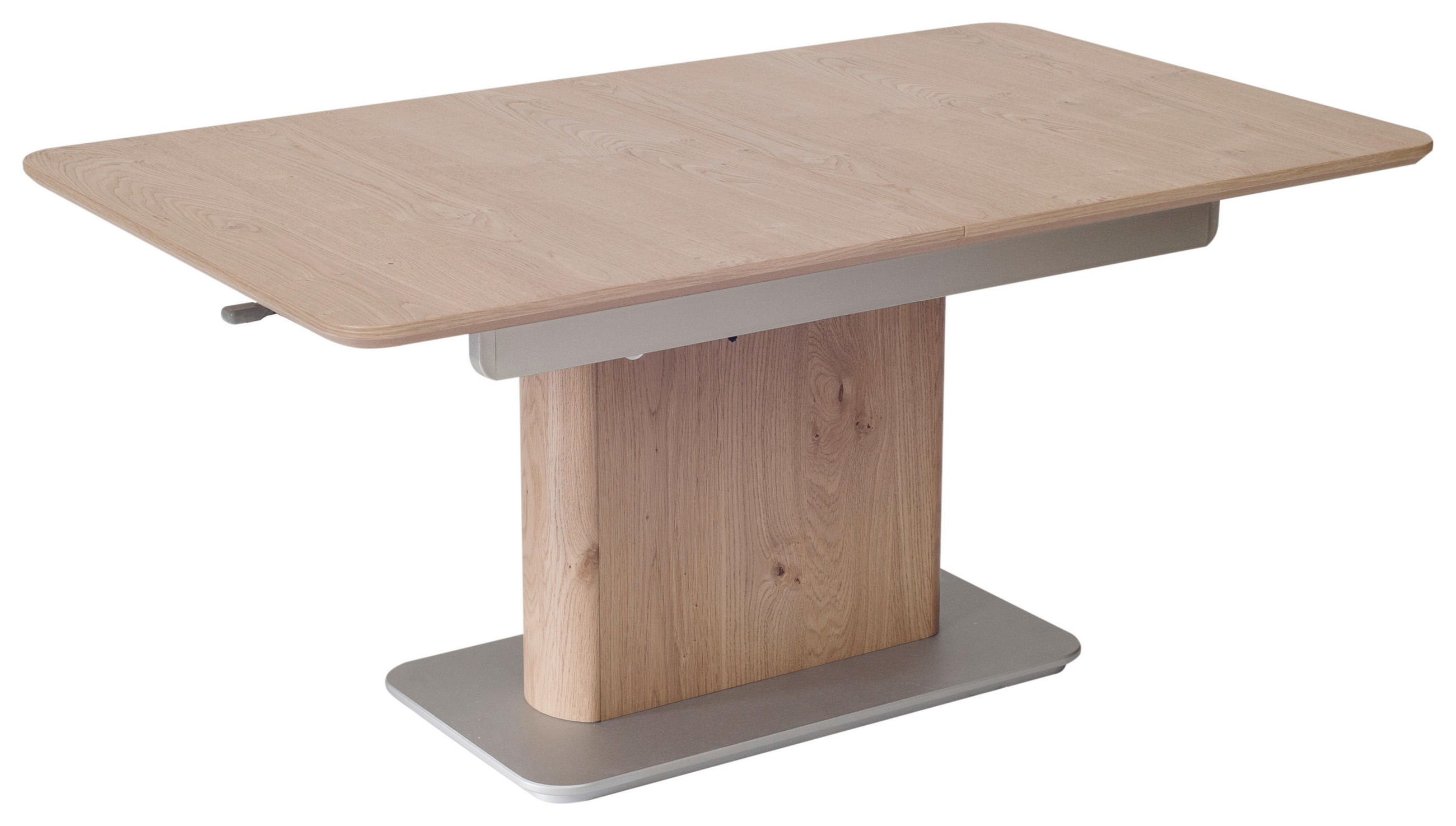 COUCHTISCH Wildeiche furniert, teilmassiv 120-160/70/54-73 cm rechteckig Silberfarben, Wildeiche  - Wildeiche/Silberfarben, MODERN, Holz/Holzwerkstoff (120-160/70/54-73cm)