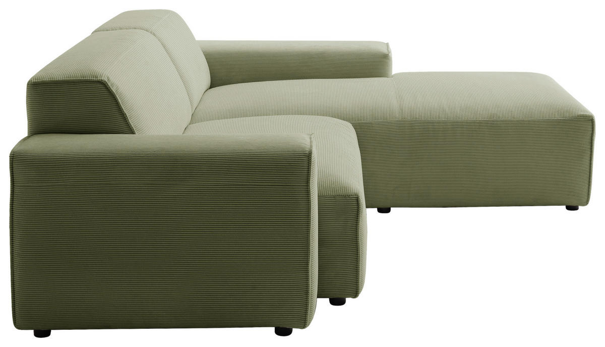 ECKSOFA in Cord Hellgrün  - Schwarz/Hellgrün, Design, Kunststoff/Textil (230/189cm) - Pure Home Lifestyle