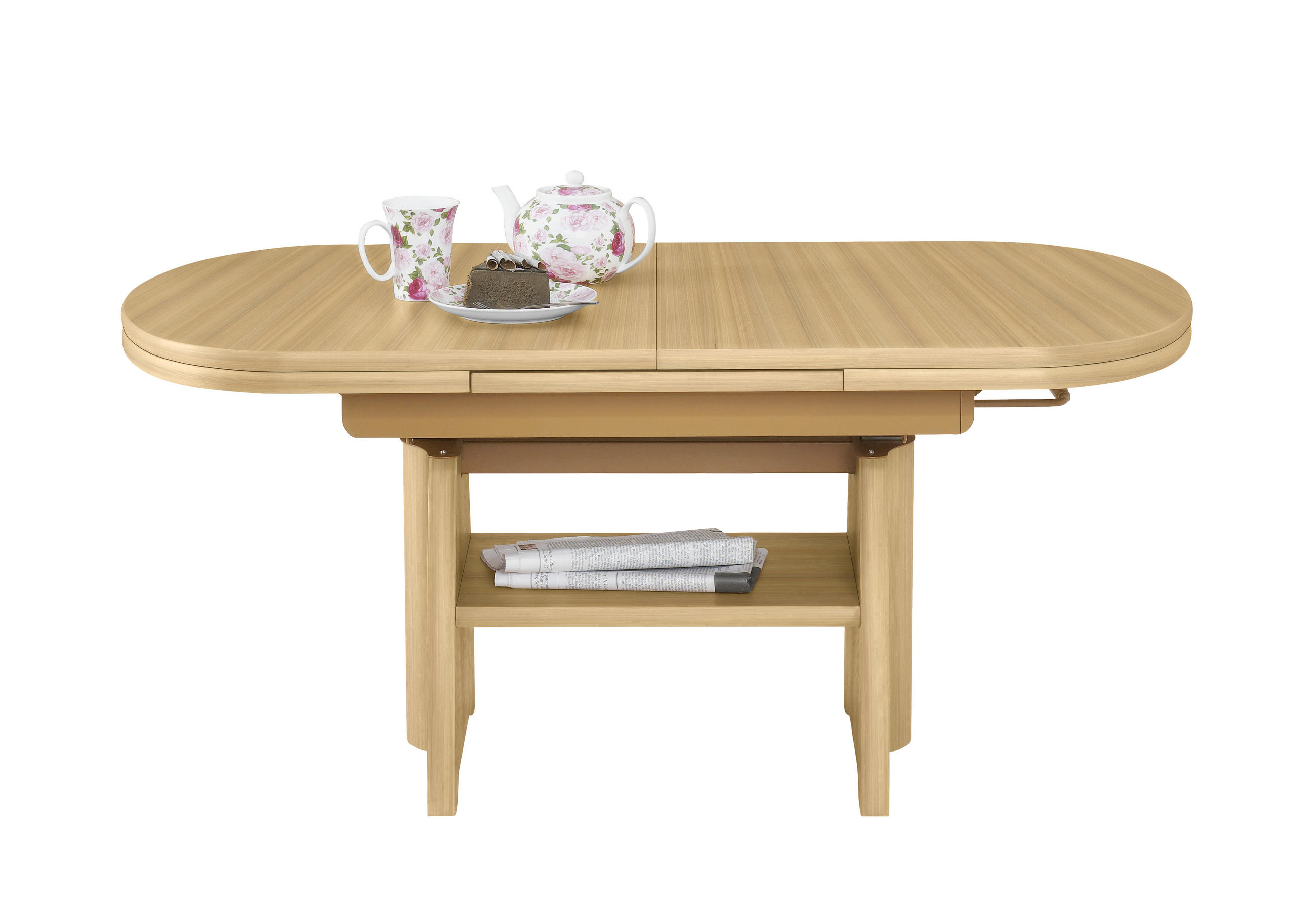COUCHTISCH Kernbuche furniert 125-166/71/56-75 cm oval Buchefarben  - Buchefarben, KONVENTIONELL, Holzwerkstoff/Metall (125-166/71/56-75cm) - Venda