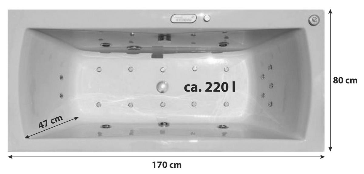 WHIRLPOOL-BADEWANNE Wandmontage   - Weiß, Basics (80/47/170cm)