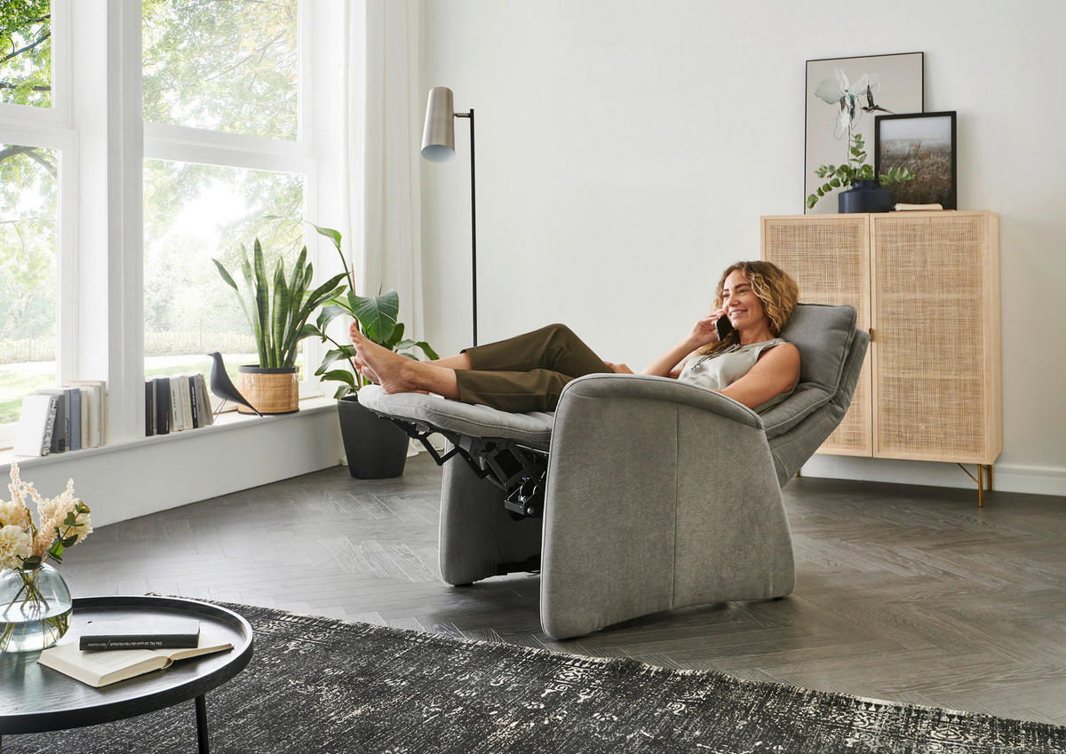 FERNSEHSESSEL in Chenille Grau  - Grau, Konventionell, Textil (79/114/87cm) - Valdera