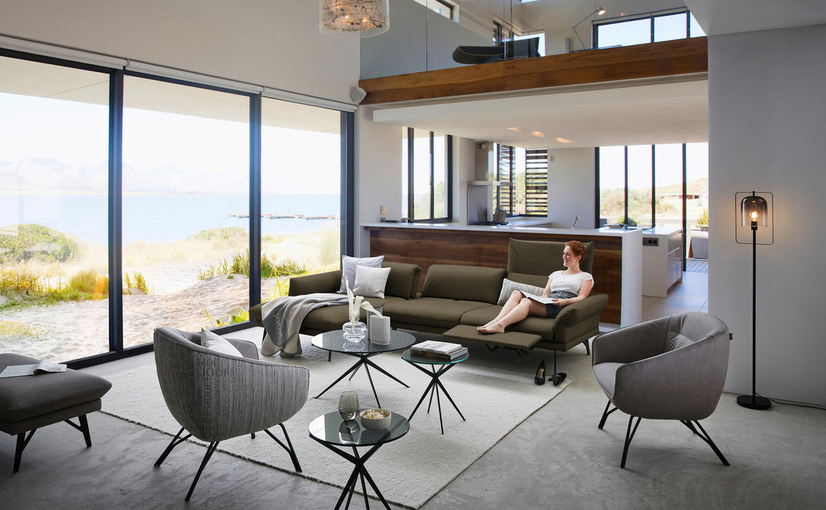 COCKTAILSESSEL - Anthrazit/Grau, Design, Leder/Textil (76/80/73cm) - Joop!