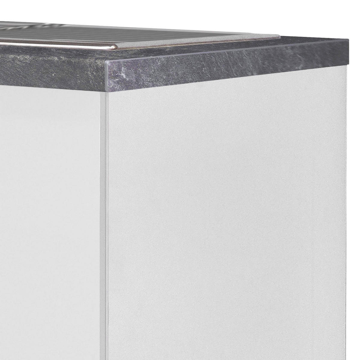 SPÜLENUNTERSCHRANK 100/86/57 cm  in Weiß, Weiß Hochglanz  - Schieferfarben/Edelstahlfarben, MODERN, Holzwerkstoff/Metall (100/86/57cm) - FlexWell