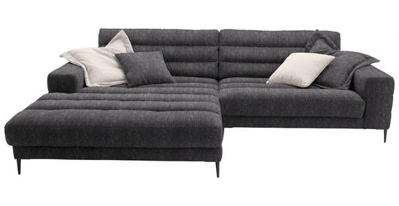 ECKSOFA  in Flachgewebe Grau  207/296 cm  - Schwarz/Grau, Design, Textil/Metall (207/296cm) - Dieter Knoll