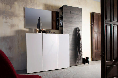 SCHUHSCHRANK in 120/101/39 cm - Weiss/Edelstahlfarben, Design, Holzwerkstoff/Kunststoff (120/101/39cm) - Carryhome