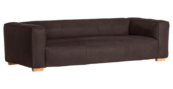 BIGSOFA  in Echtleder Dunkelbraun  - Dunkelbraun/Buchefarben, KONVENTIONELL, Leder/Holz (255/70/110cm) - Carryhome