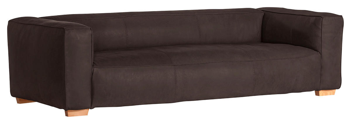 BIGSOFA Echtleder Dunkelbraun  - Dunkelbraun/Buchefarben, KONVENTIONELL, Leder/Holz (255/70/110cm) - Hom`in