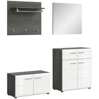 GARDEROBE 4-teilig  in 175/192/37 cm  - Weiß Hochglanz, Design, Glas/Holzwerkstoff (175/192/37cm) - MID.YOU