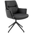 ARMLEHNSTUHL  Wippfunktion, Sitzfläche 360° drehbar, automatische Rückholfunktion  Echtleder  - Schwarz, Design, Leder/Metall (65/92/67,5cm) - Novel