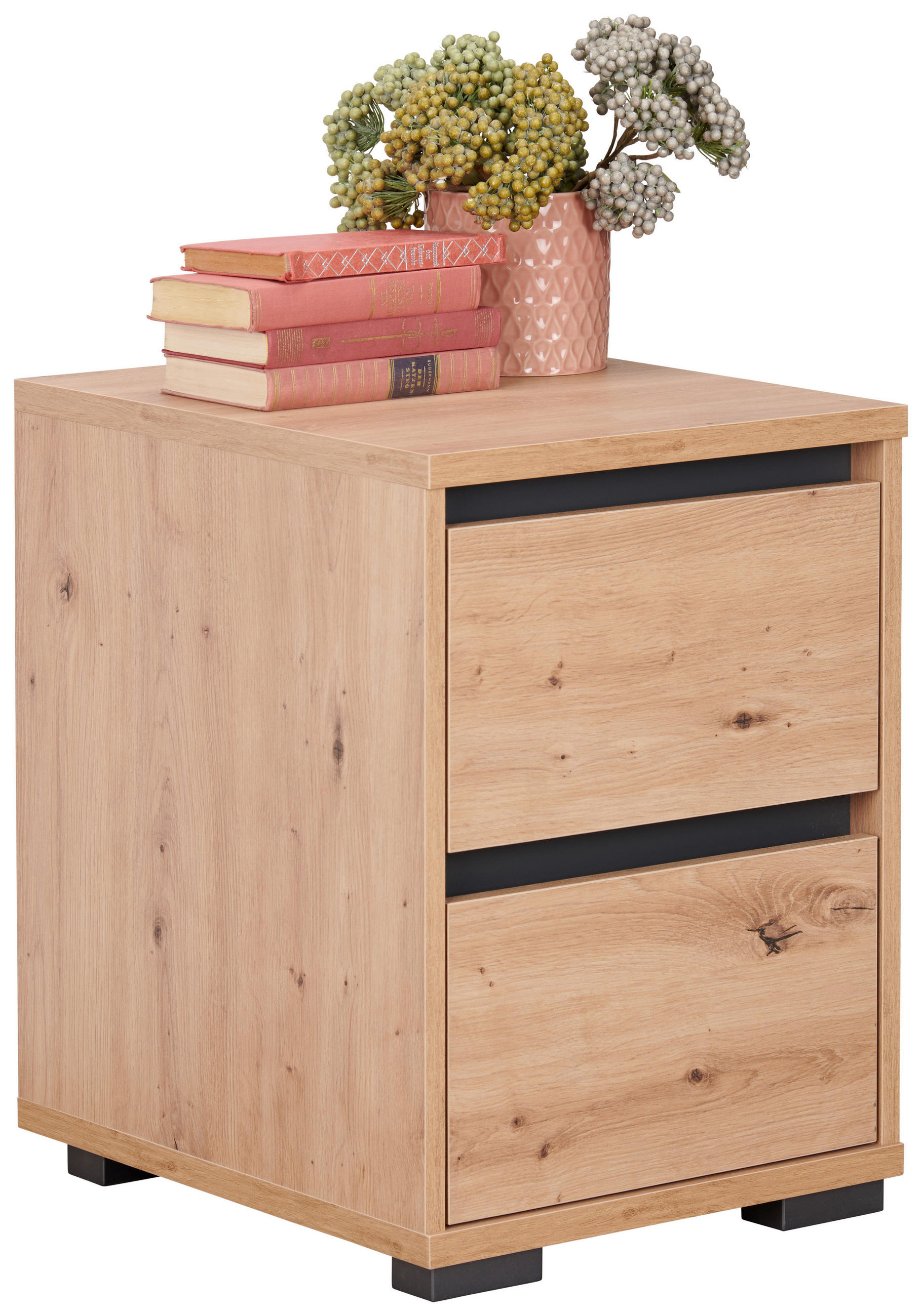 NACHTSCHRANK 40/55/48 cm, Anthrazit, Eichefarben,  - Eichefarben/Anthrazit, Design, Holzwerkstoff/Kunststoff (40/55/48cm) - Carryhome