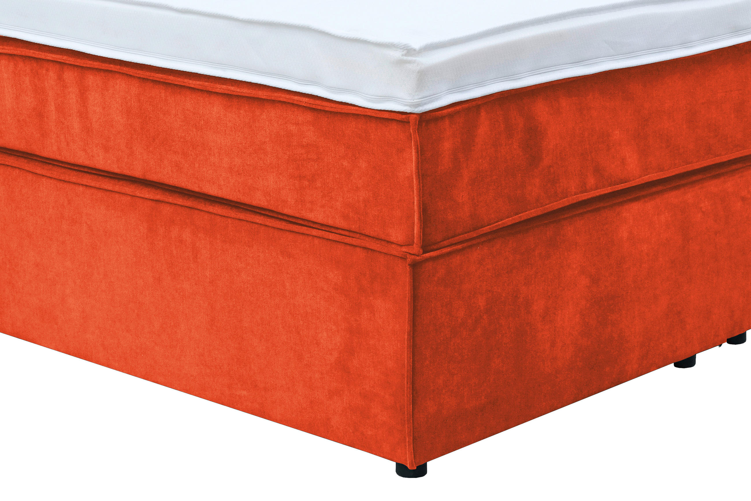 Thumbnail - Boxxx Boxspringbett, Orange, Textil, H3, 5-Zonen, Höhe ca. 20 cm, 120x200 cm, Fsc, gepolstertes Kopfteil, Topper durchge...