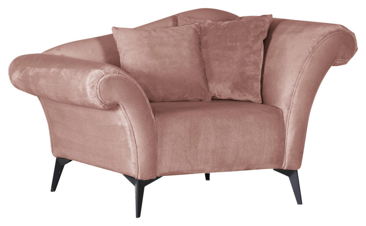SESSEL Chenille Rosa    - Schwarz/Rosa, Design, Textil/Metall (138/83/85cm)