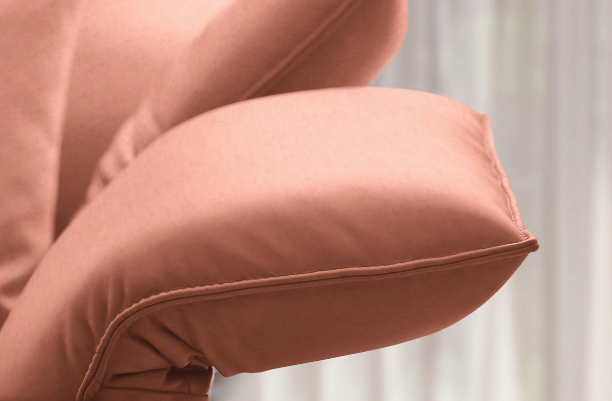 ECKSOFA Echtleder Lachsfarben  - Anthrazit/Lachsfarben, Design, Leder/Metall (290/230cm) - Johann Jakob