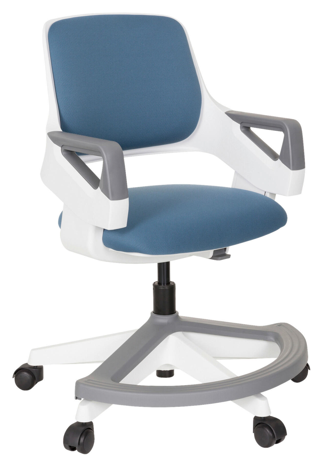 OTOČNÁ ŽIDLE PRO MLÁDEŽ, modrá - bílá/šedá, Basics, plast (53/80-93/60cm) - MID.YOU