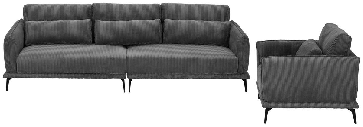 HÁROMÜLÉSES KANAPÉ textil szürke  - fekete/szürke, Design, textil/fém (260/81/89cm) - Livetastic