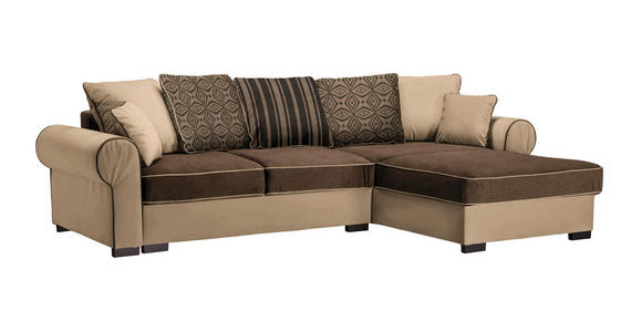 WOHNLANDSCHAFT in Textil Braun - Braun, ROMANTIK / LANDHAUS, Kunststoff/Textil (310/193cm) - Hom`in