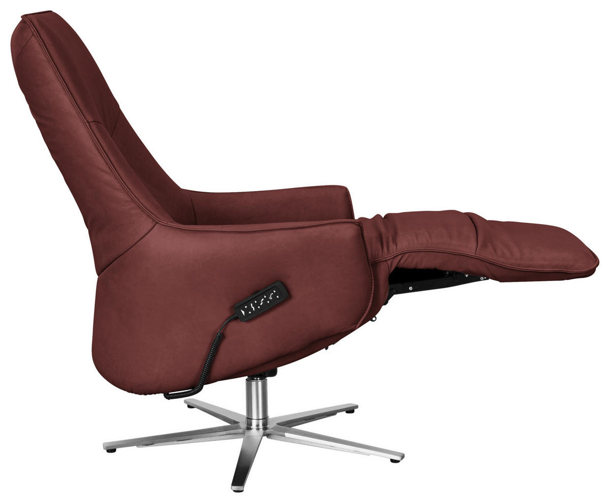 RELAXSESSEL in Leder Rotbraun  - Edelstahlfarben/Rotbraun, Design, Leder/Metall (70/120/88cm) - Himolla
