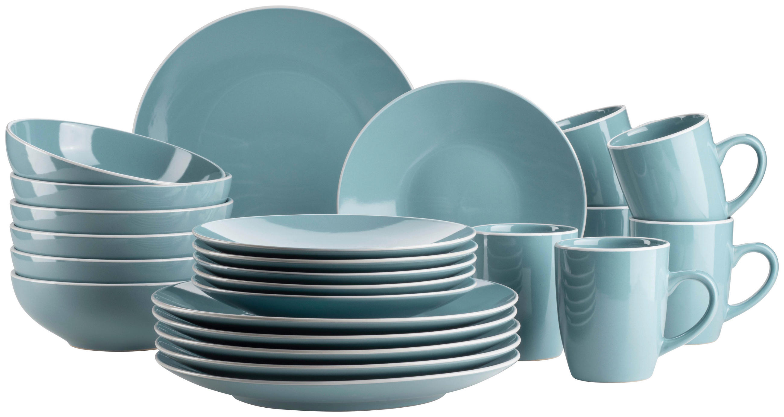 KOMBISERVICE Elissa 24-teilig  - Türkis, Basics, Keramik (46,5/33/32cm) - Mäser