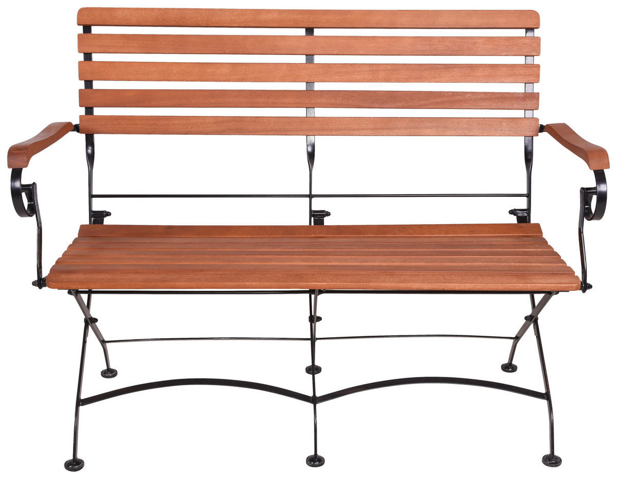 GARTENBANK 116/89/58 cm  in Braun, Schwarz  - Schwarz/Braun, MODERN, Holz/Metall (116/89/58cm) - Gardenson