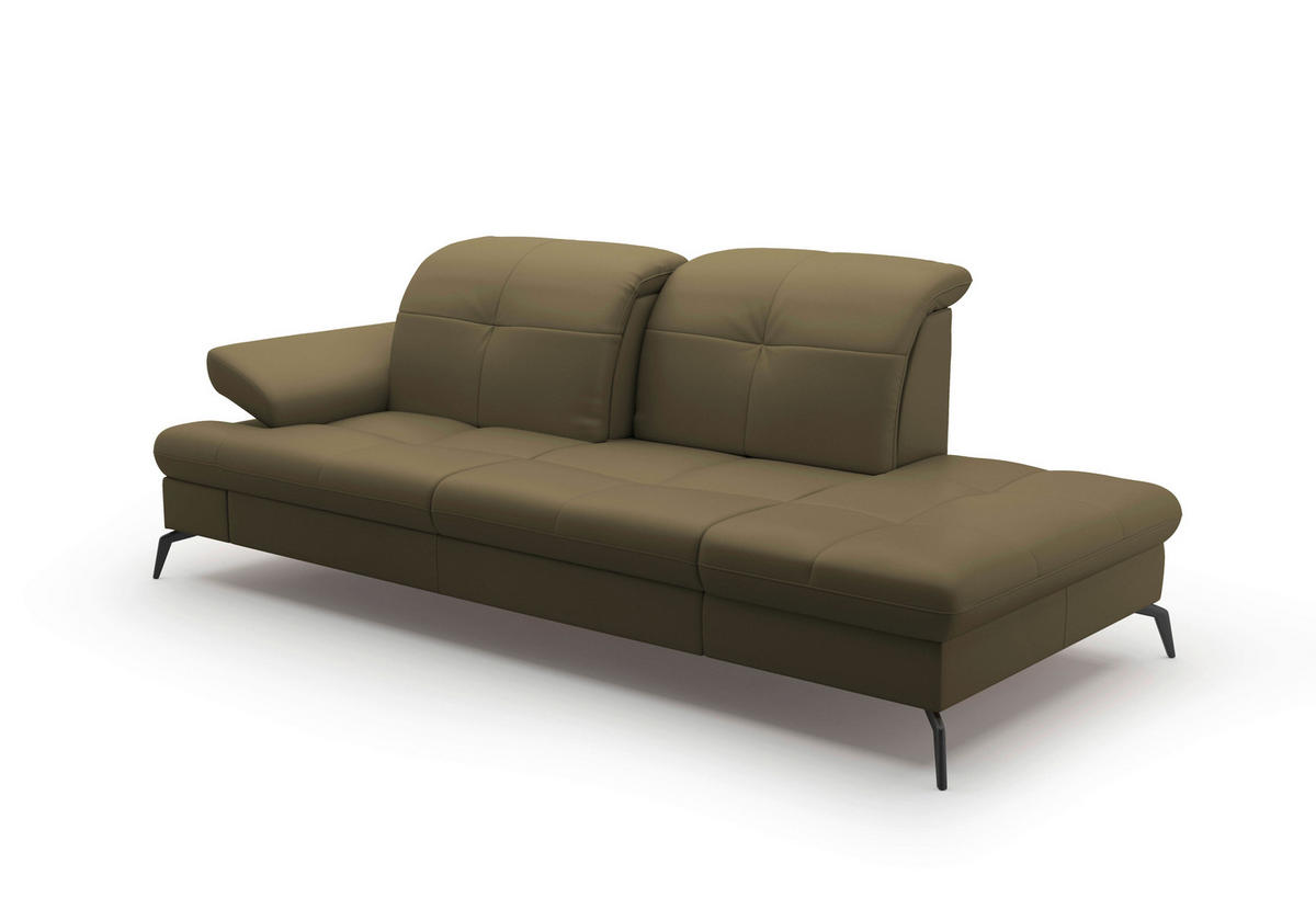RÉCAMIERE in Echtleder Olivgrün  - Schwarz/Olivgrün, Konventionell, Leder/Metall (231/90/122cm) - Sit & More